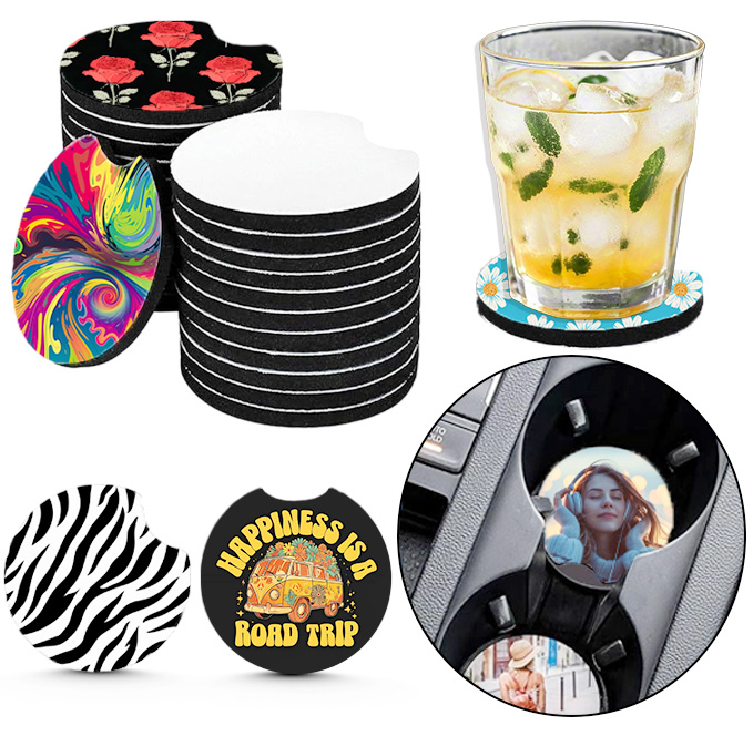 Coaster Sublimation Blank - 10/20 piezas de posavasos de coche